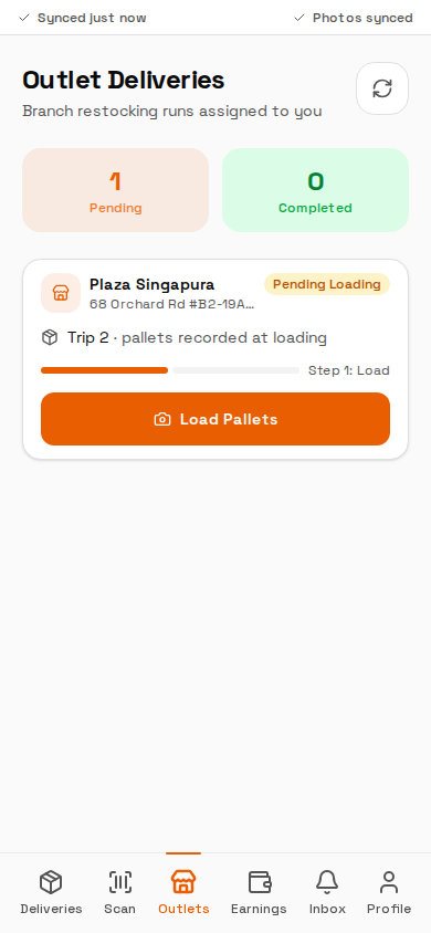 Outlet deliveries with a pending run